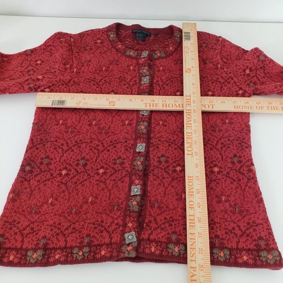 Nomadic Traders Floral Cardigan Vintage Knit Nordic Sweater Womens Size Small - Picture 9 of 11